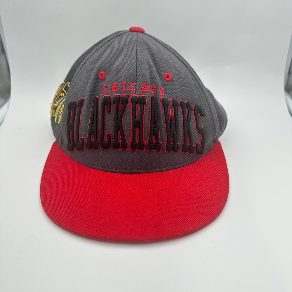 Zephyr Chicago Blackhawks NHL Snapback Hat Grey Red Flat Brim Vintage Cap (READ)